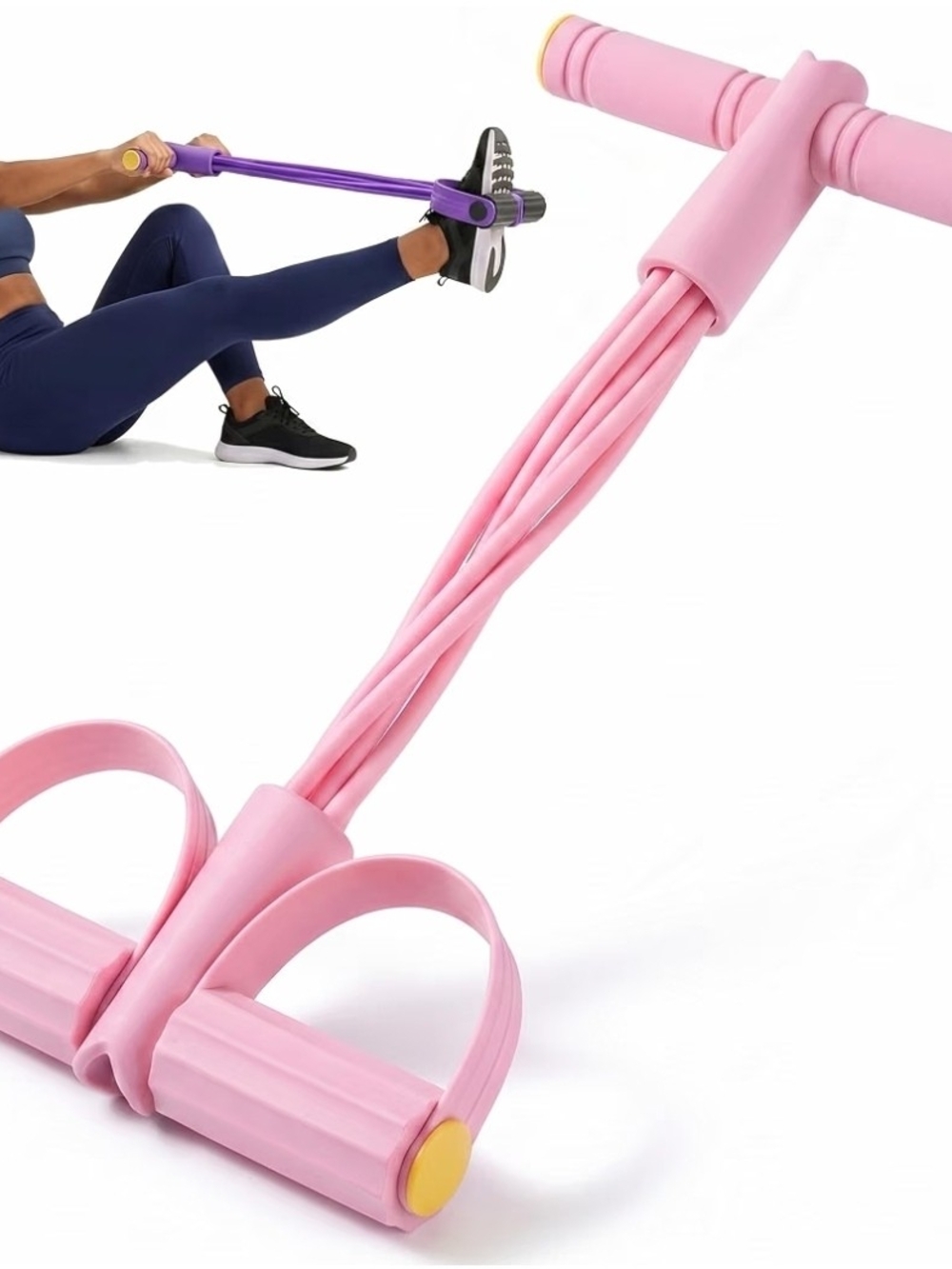 Pedal Resistance Bands with Handles, 8-Tube Sit Up Pull Rope Resistance Trainer